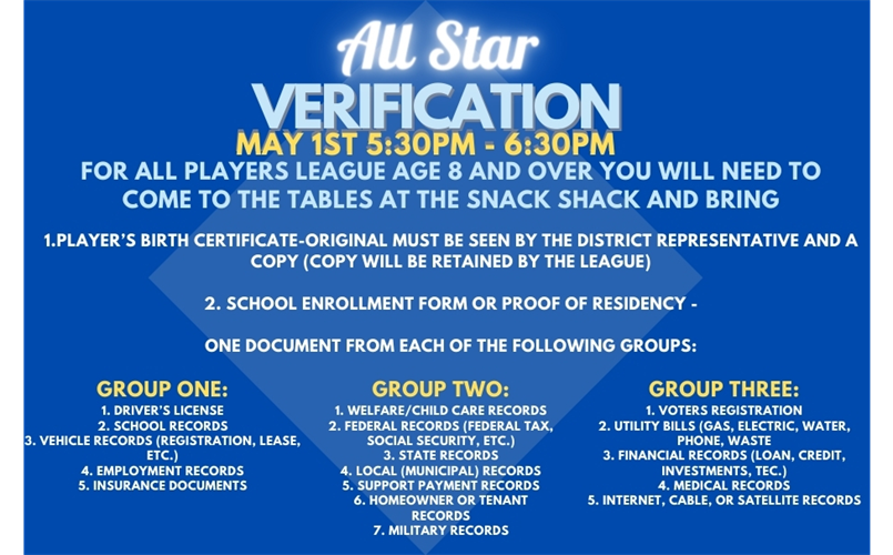 All Star Verification  - Save the Date